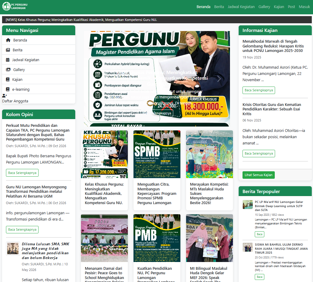Website Portal Informasi Pergunu Lamongan