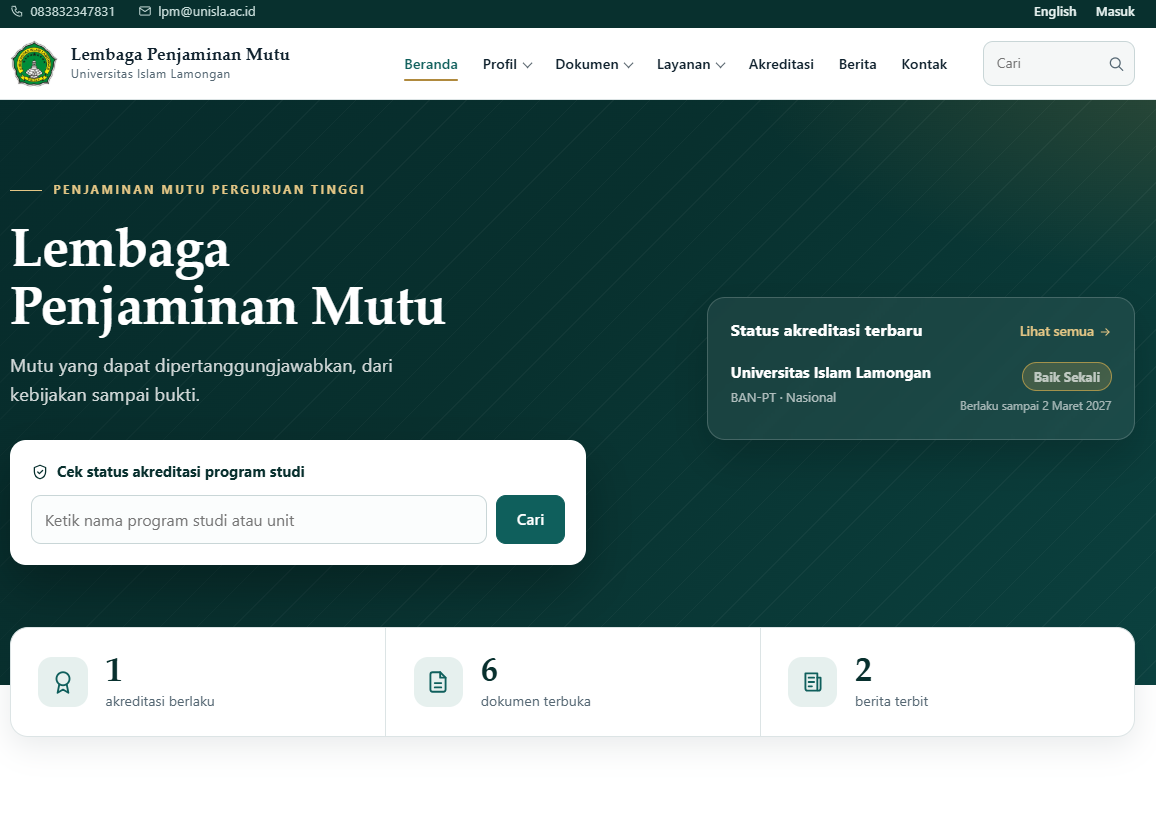 Website Lembaga Penjaminan Mutu (LPM) UNISLA